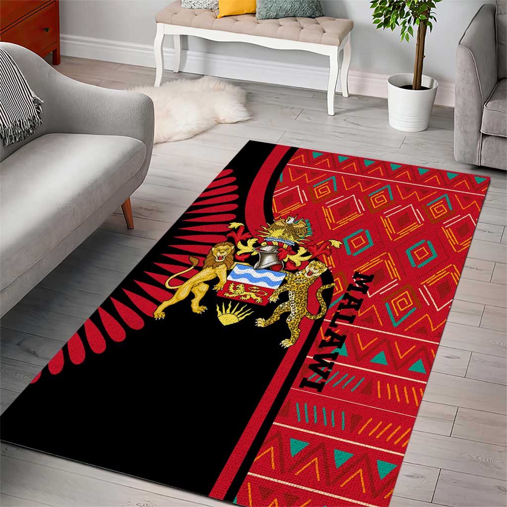 Malawi Patterns African Area Rug Blended with Flag Colors and National Emblem TS04