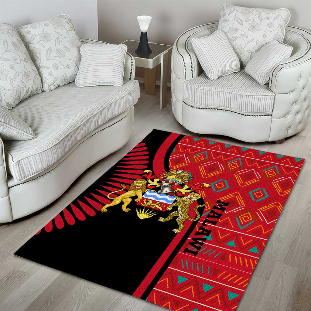 Malawi Patterns African Area Rug Blended with Flag Colors and National Emblem TS04