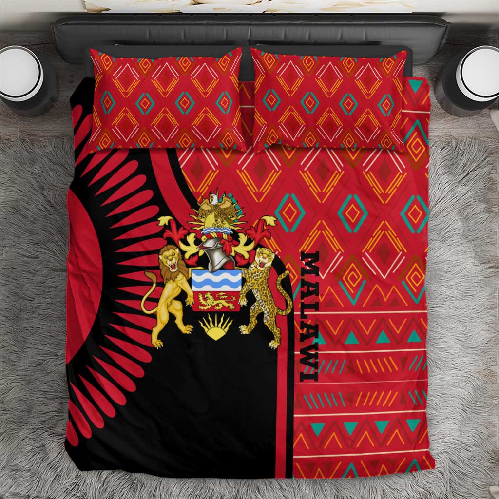 Malawi Patterns African Bedding Set Blended with Flag Colors and National Emblem TS04