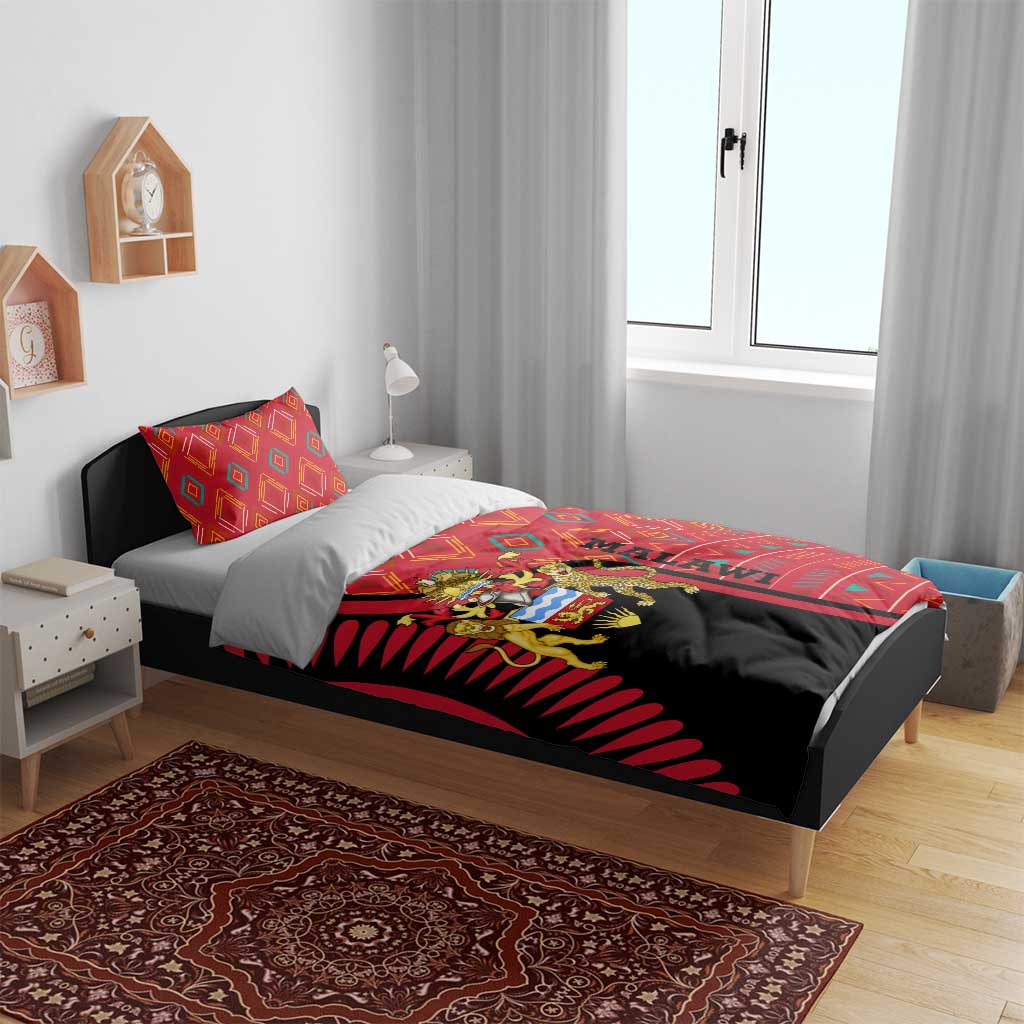 Malawi Patterns African Bedding Set Blended with Flag Colors and National Emblem TS04
