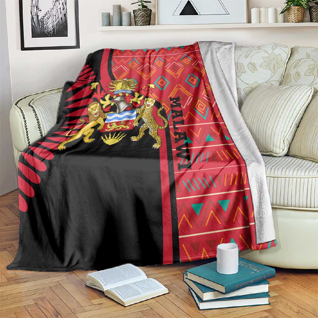 Malawi Patterns African Blanket Blended with Flag Colors and National Emblem TS04