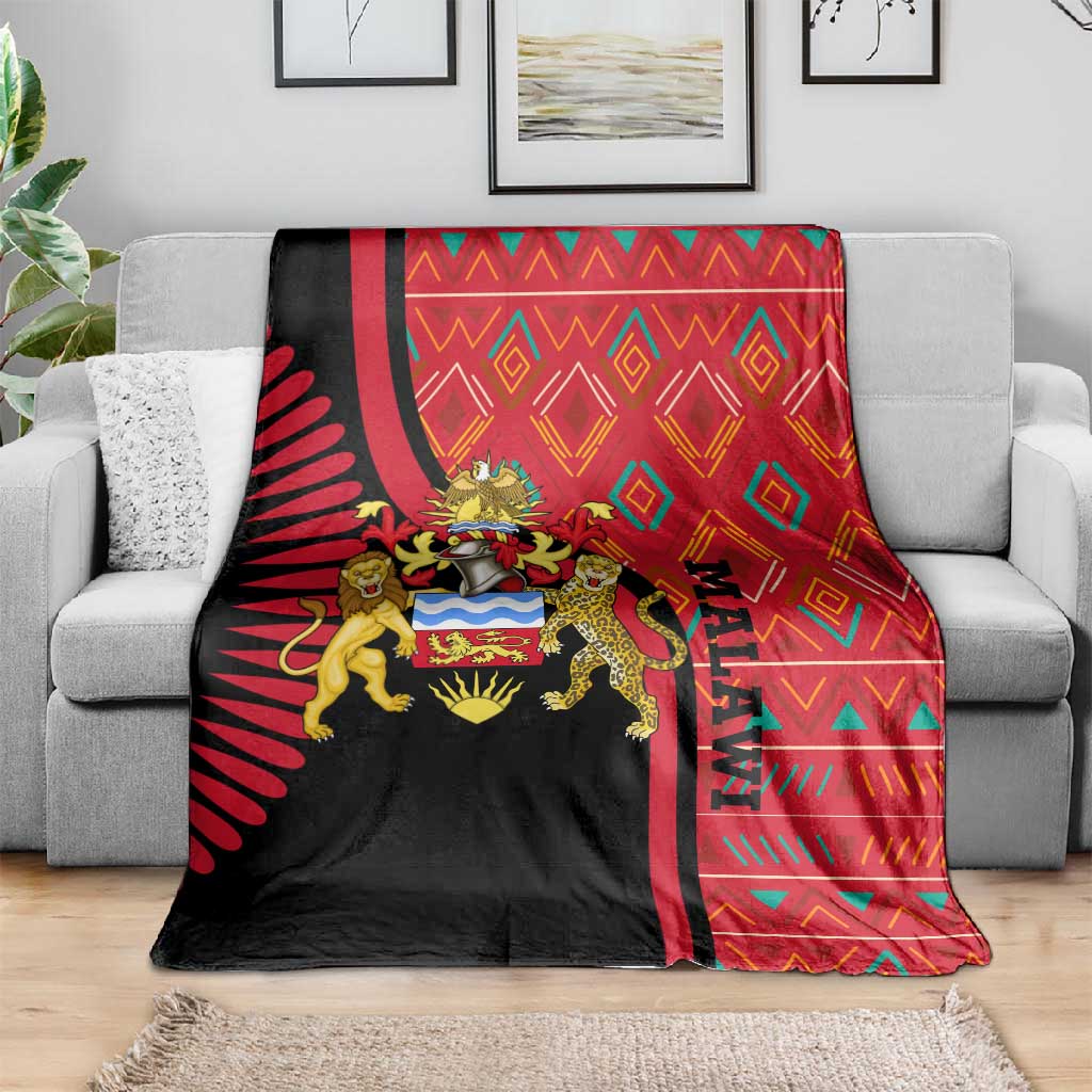 Malawi Patterns African Blanket Blended with Flag Colors and National Emblem TS04