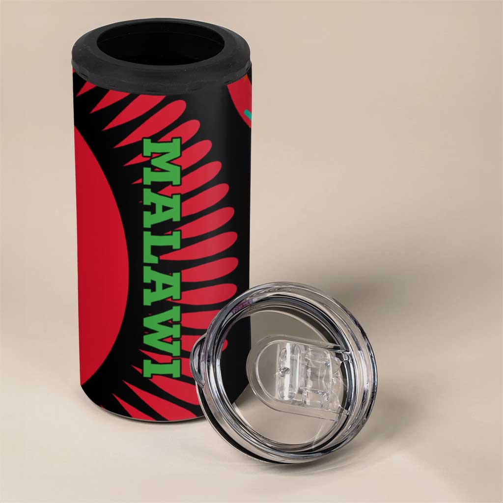 Malawi Patterns African 4 in 1 Can Cooler Tumbler Blended with Flag Colors and National Emblem TS04