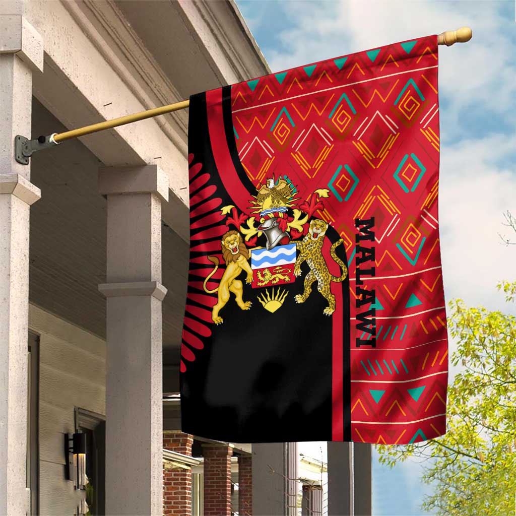 Malawi Patterns African Garden Flag Blended with Flag Colors and National Emblem TS04
