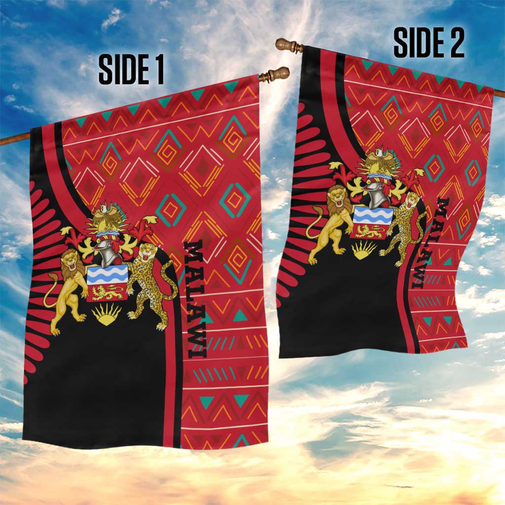 Malawi Patterns African Garden Flag Blended with Flag Colors and National Emblem TS04