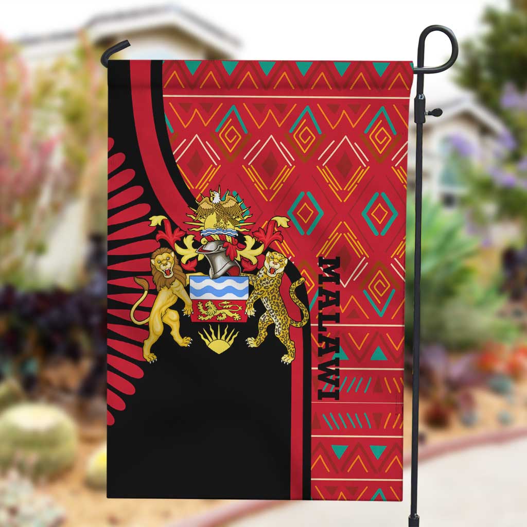 Malawi Patterns African Garden Flag Blended with Flag Colors and National Emblem TS04