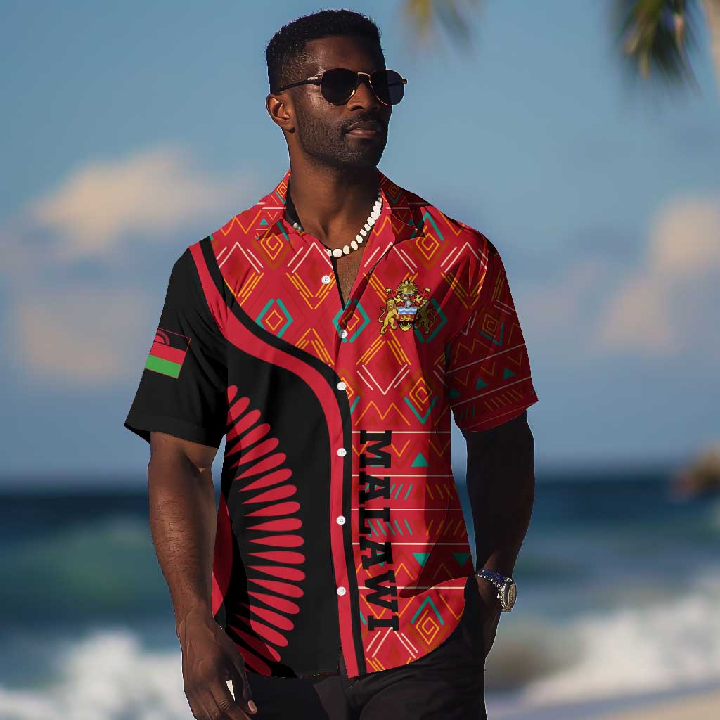 Malawi Patterns African Hawaiian Shirt Blended with Flag Colors and National Emblem TS04