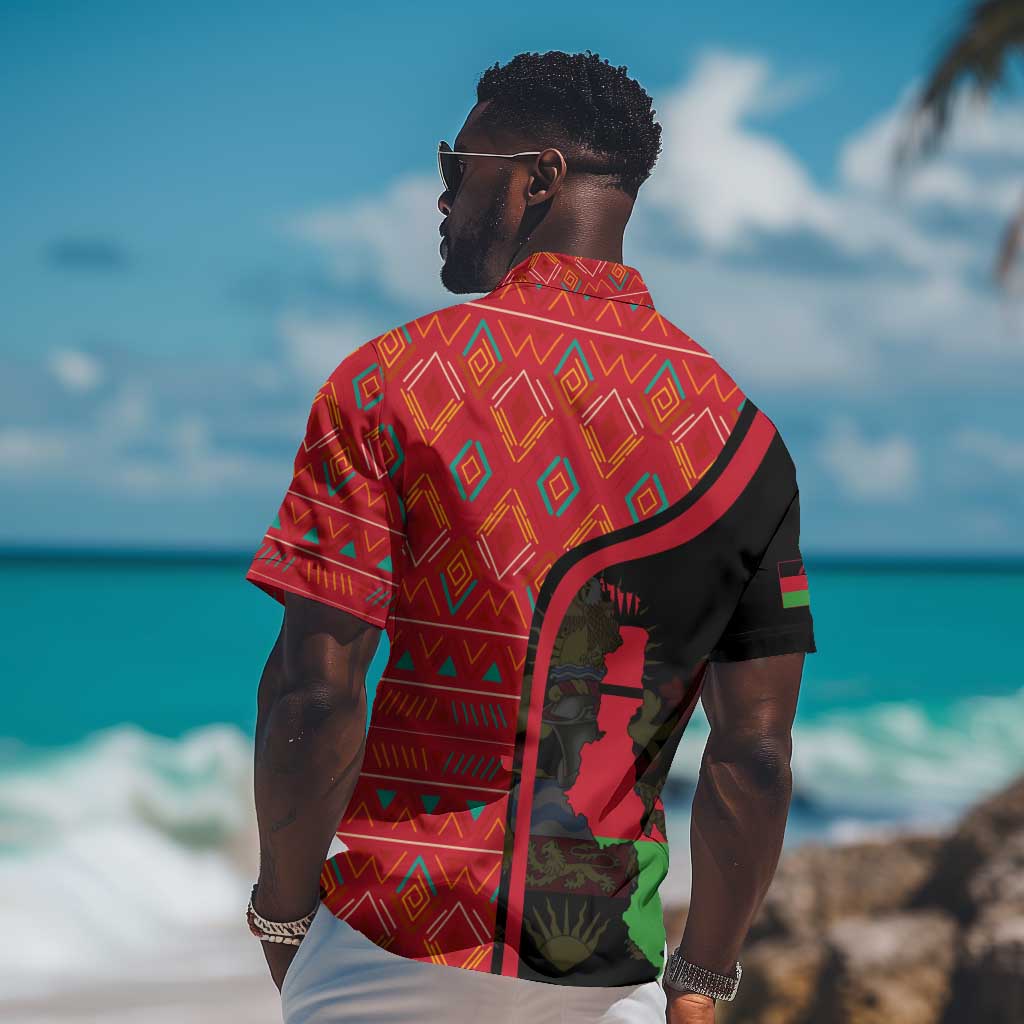 Malawi Patterns African Hawaiian Shirt Blended with Flag Colors and National Emblem TS04