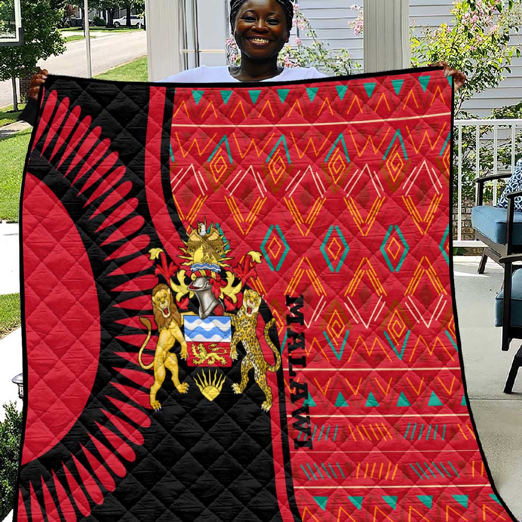 Malawi Patterns African Quilt Blended with Flag Colors and National Emblem TS04