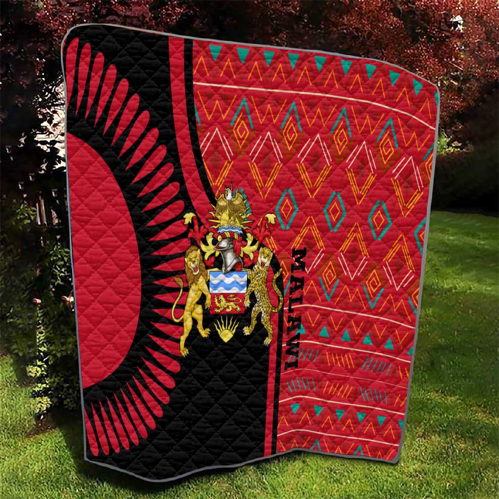 Malawi Patterns African Quilt Blended with Flag Colors and National Emblem TS04