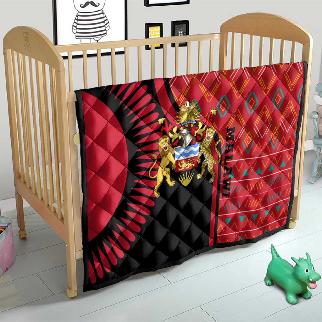 Malawi Patterns African Quilt Blended with Flag Colors and National Emblem TS04