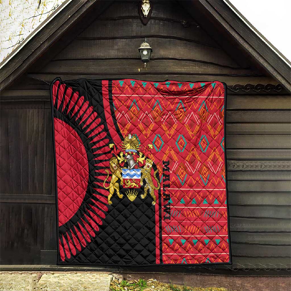 Malawi Patterns African Quilt Blended with Flag Colors and National Emblem TS04