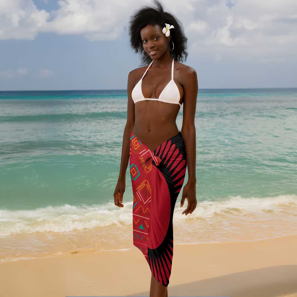 Malawi Patterns African Sarong Blended with Flag Colors and National Emblem TS04