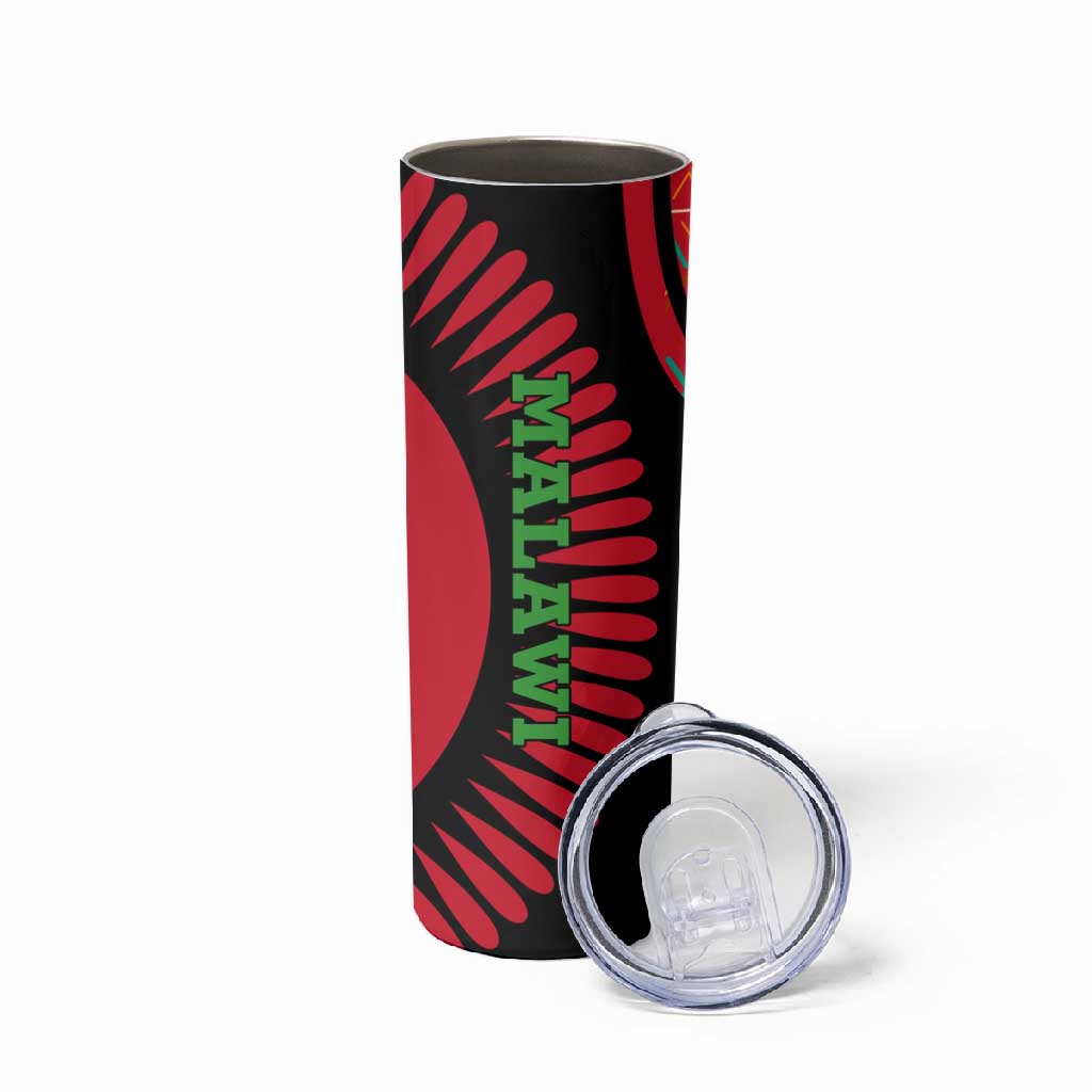Malawi Patterns African Skinny Tumbler Blended with Flag Colors and National Emblem TS04