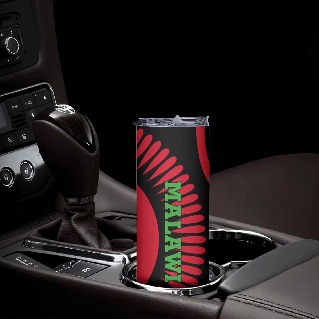 Malawi Patterns African Skinny Tumbler Blended with Flag Colors and National Emblem TS04