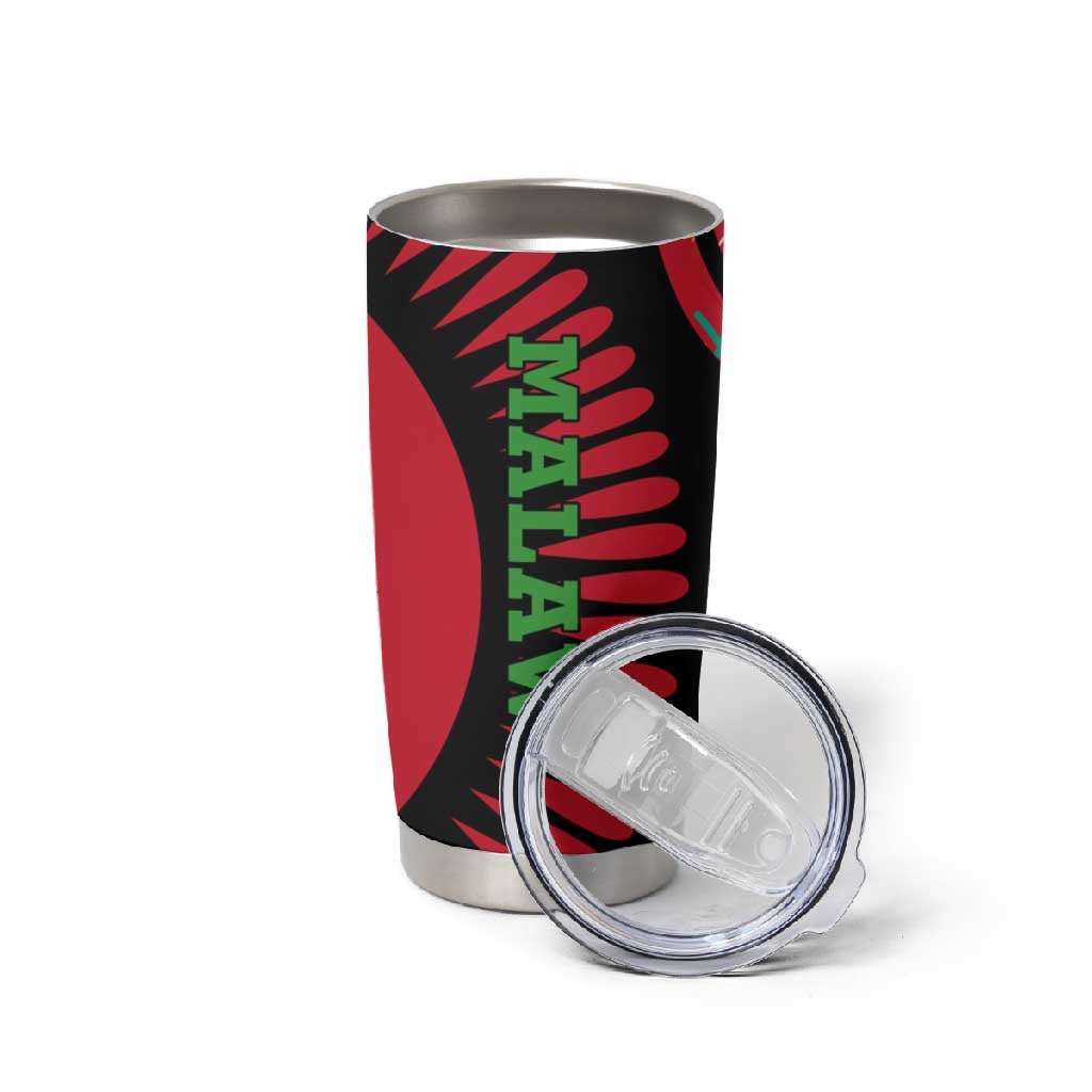 Malawi Patterns African Tumbler Cup Blended with Flag Colors and National Emblem TS04