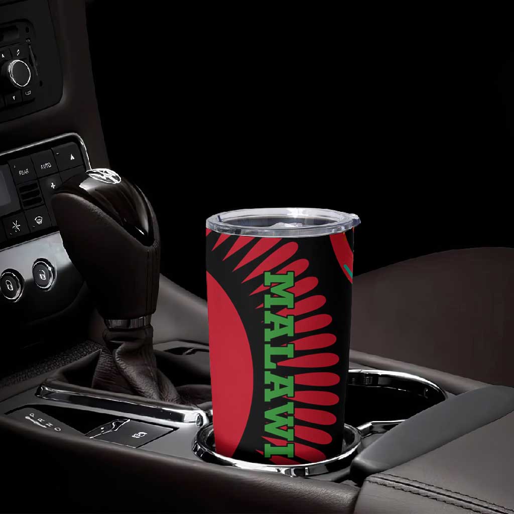 Malawi Patterns African Tumbler Cup Blended with Flag Colors and National Emblem TS04