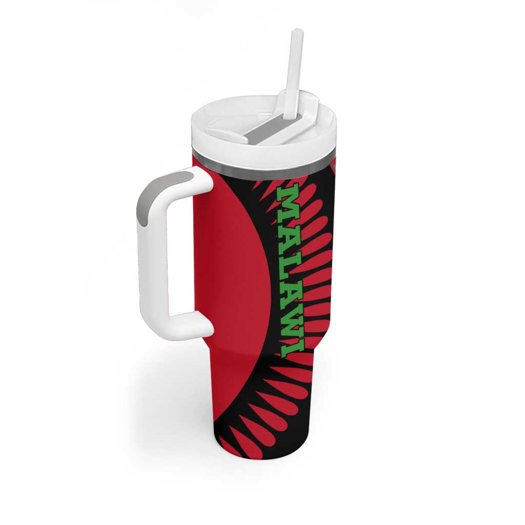 Malawi Patterns African Tumbler With Handle Blended with Flag Colors and National Emblem TS04