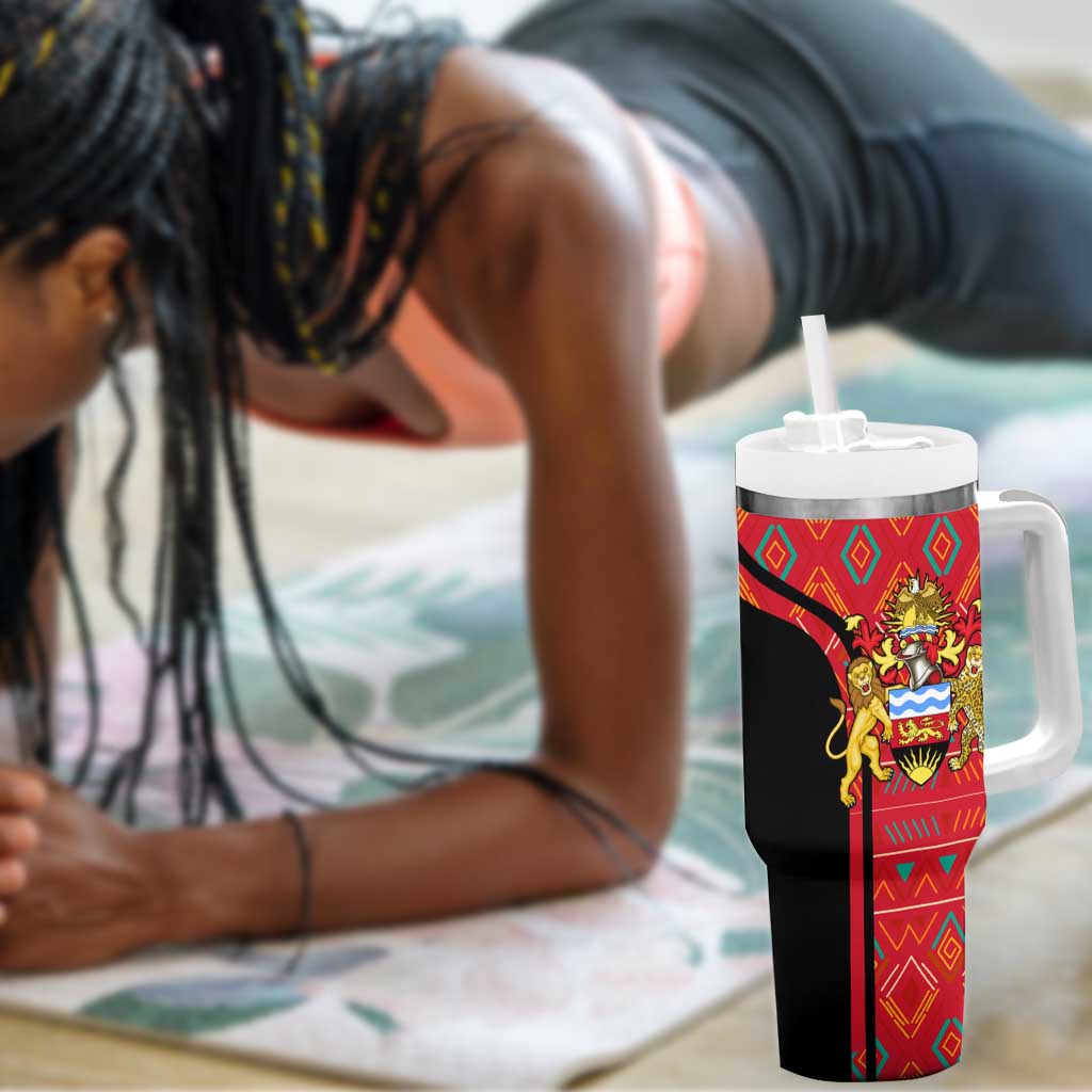 Malawi Patterns African Tumbler With Handle Blended with Flag Colors and National Emblem TS04