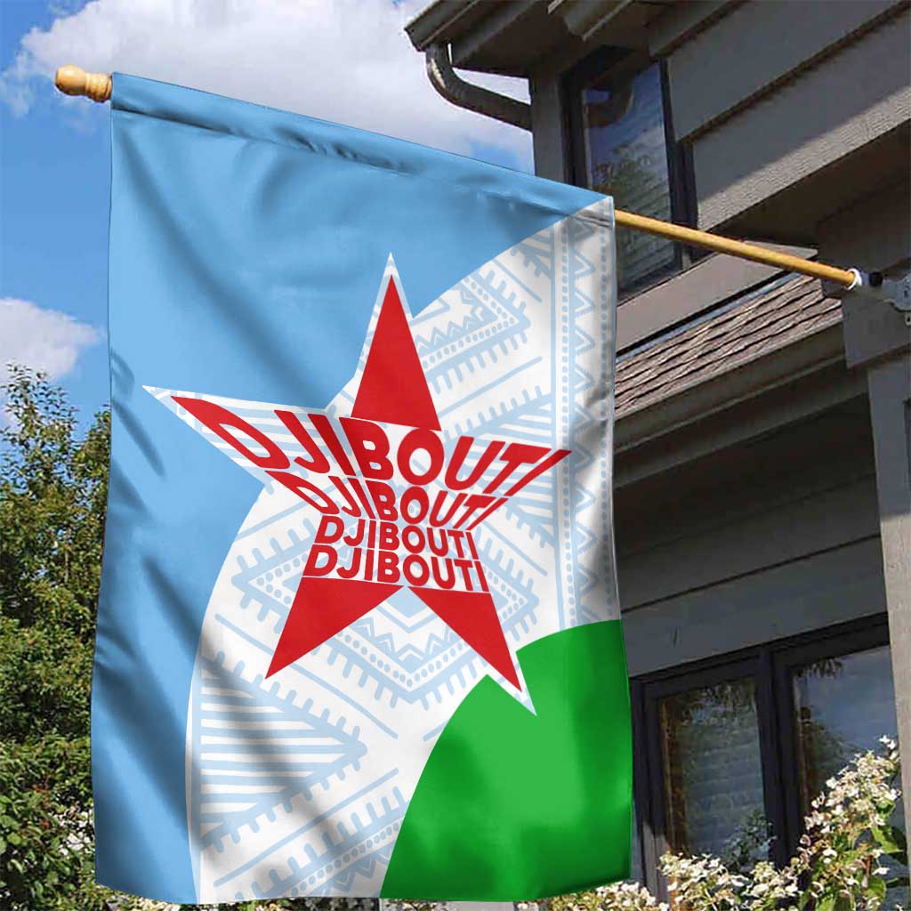 Djibouti Garden Flag Flag Tribal Motifs and Red Star Symbol of Unity TS04