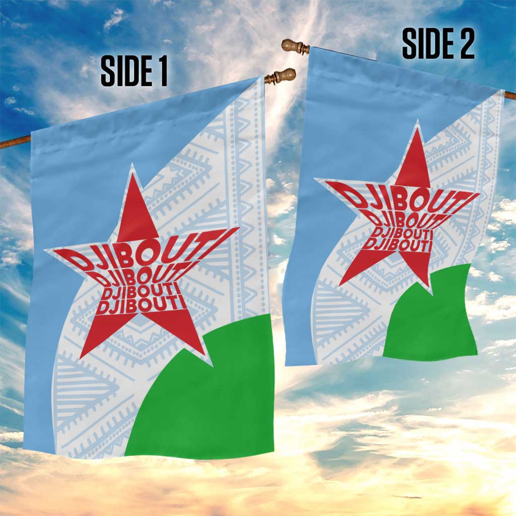 Djibouti Garden Flag Flag Tribal Motifs and Red Star Symbol of Unity TS04