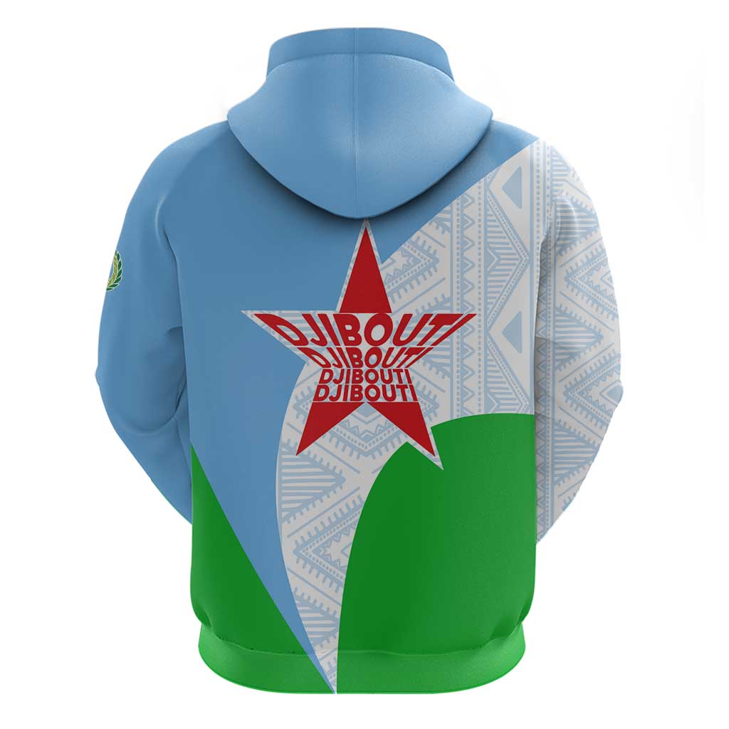 Djibouti Cultural Hoodie National Emblem, Tribal Motifs and Red Star Symbol of Unity TS04