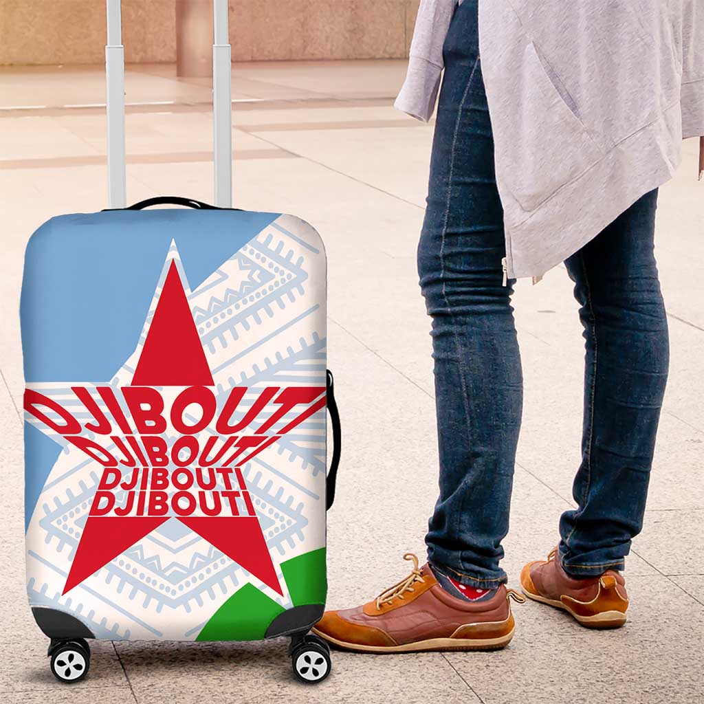Djibouti Cultural Luggage Cover National Emblem, Tribal Motifs and Red Star Symbol of Unity TS04