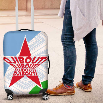 Djibouti Cultural Luggage Cover National Emblem, Tribal Motifs and Red Star Symbol of Unity TS04