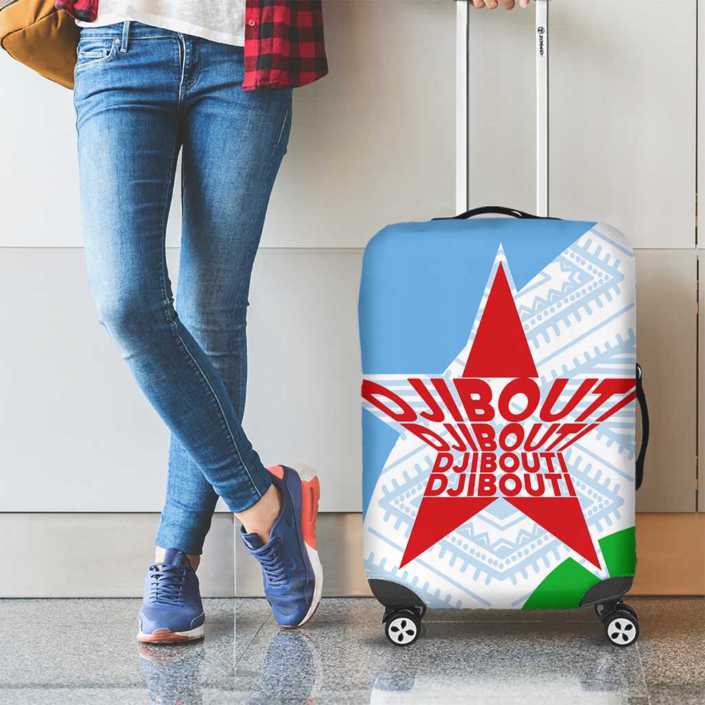 Djibouti Cultural Luggage Cover National Emblem, Tribal Motifs and Red Star Symbol of Unity TS04