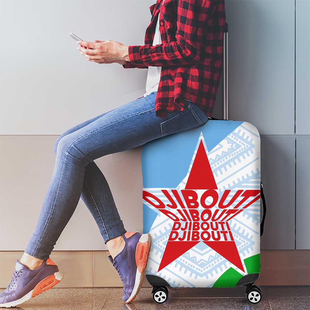 Djibouti Cultural Luggage Cover National Emblem, Tribal Motifs and Red Star Symbol of Unity TS04