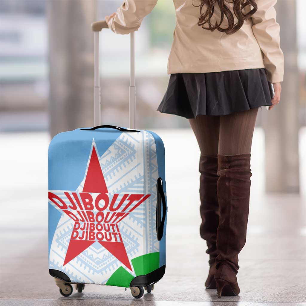 Djibouti Cultural Luggage Cover National Emblem, Tribal Motifs and Red Star Symbol of Unity TS04