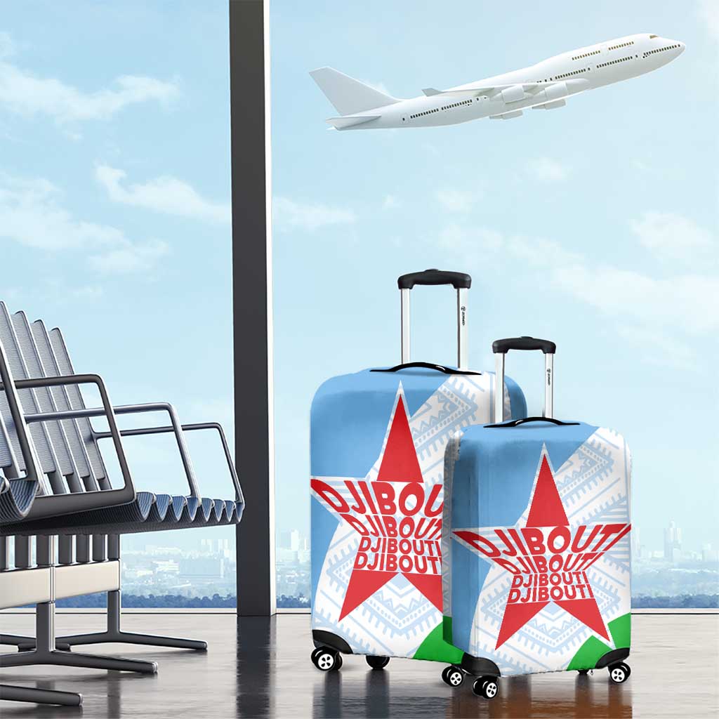 Djibouti Cultural Luggage Cover National Emblem, Tribal Motifs and Red Star Symbol of Unity TS04