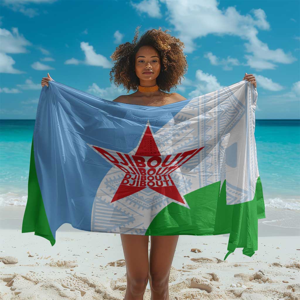 Djibouti Sarong Flag Tribal Motifs and Red Star Symbol of Unity TS04