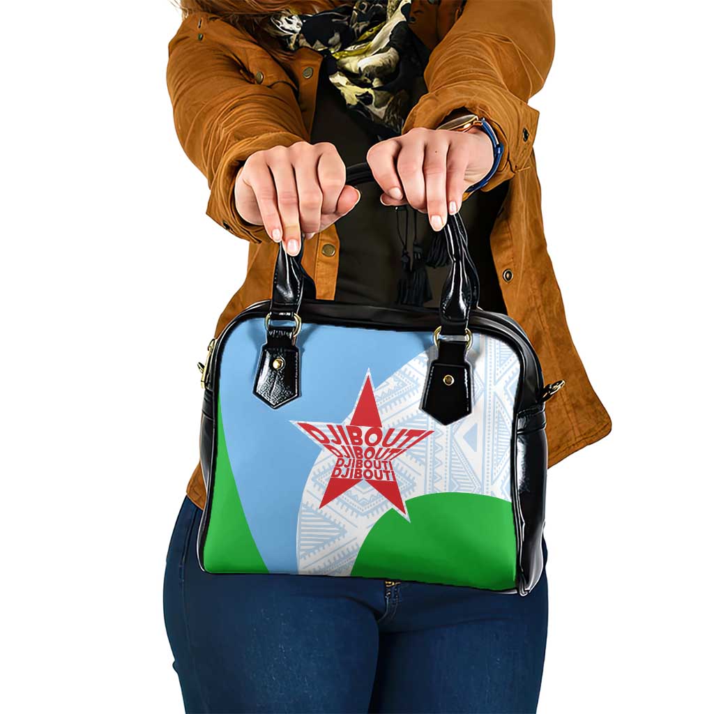 Djibouti Cultural Shoulder Handbag National Emblem, Tribal Motifs and Red Star Symbol of Unity TS04