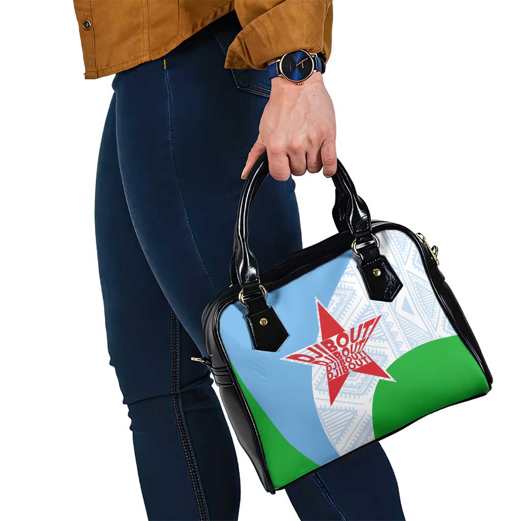 Djibouti Cultural Shoulder Handbag National Emblem, Tribal Motifs and Red Star Symbol of Unity TS04