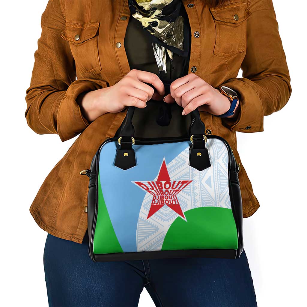 Djibouti Cultural Shoulder Handbag National Emblem, Tribal Motifs and Red Star Symbol of Unity TS04