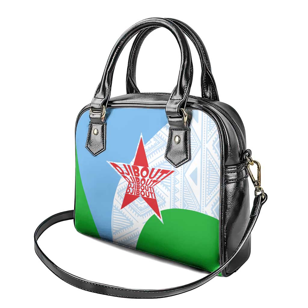 Djibouti Cultural Shoulder Handbag National Emblem, Tribal Motifs and Red Star Symbol of Unity TS04