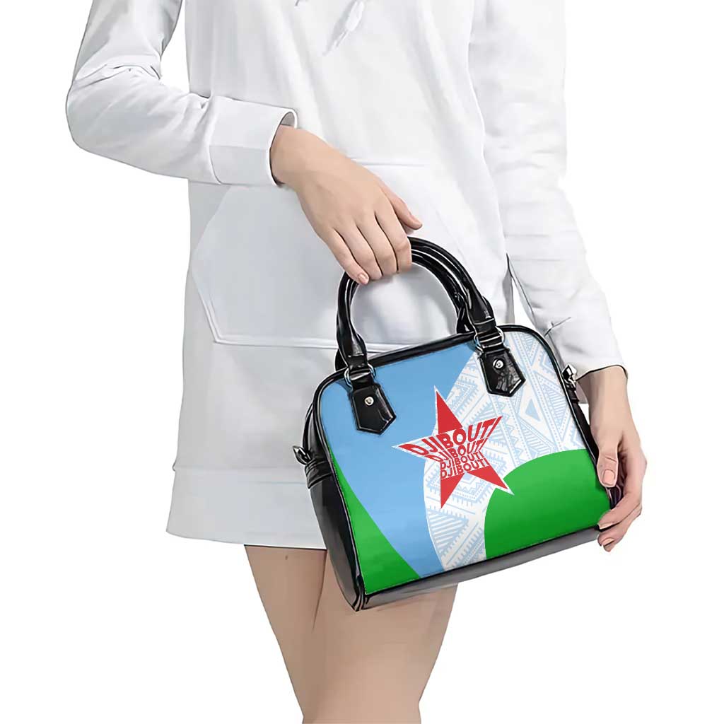 Djibouti Cultural Shoulder Handbag National Emblem, Tribal Motifs and Red Star Symbol of Unity TS04