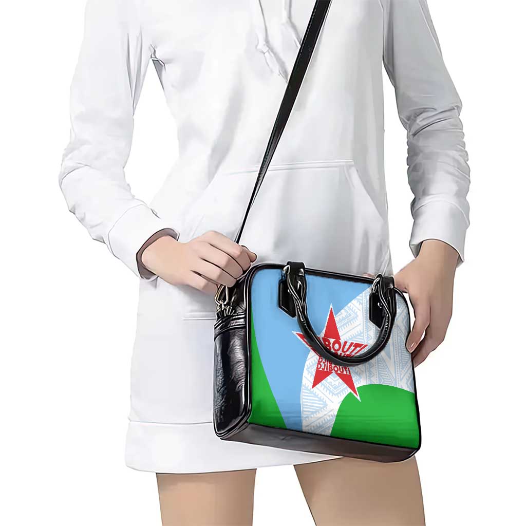 Djibouti Cultural Shoulder Handbag National Emblem, Tribal Motifs and Red Star Symbol of Unity TS04