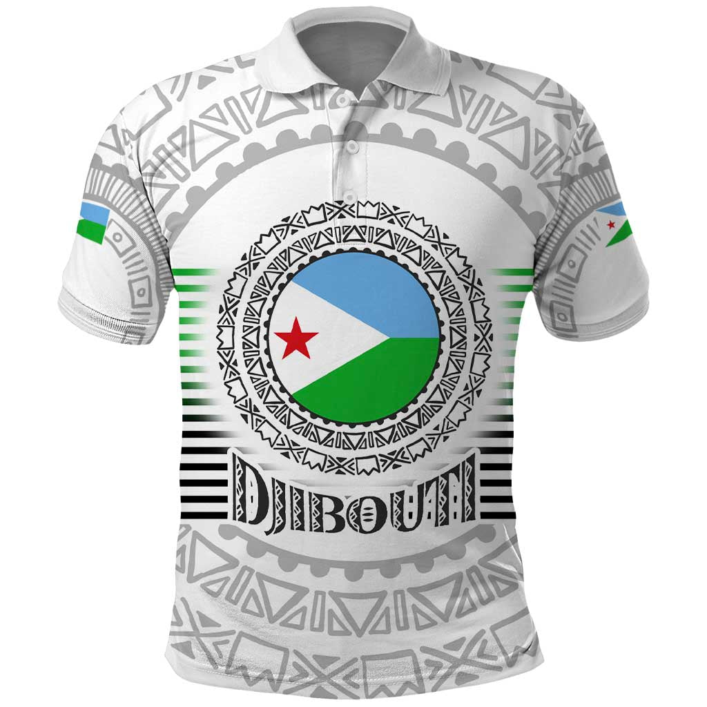 Djibouti Roots Polo Shirt Urban Streetwear with African Tribal Design & Patriotic Elements TS04