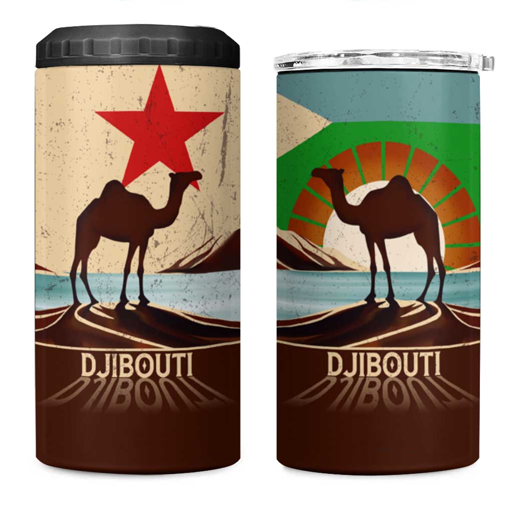 Djibouti Camel 4 in 1 Can Cooler Tumbler Where Desert Meets Sea and Heritage Stands Tall TS04