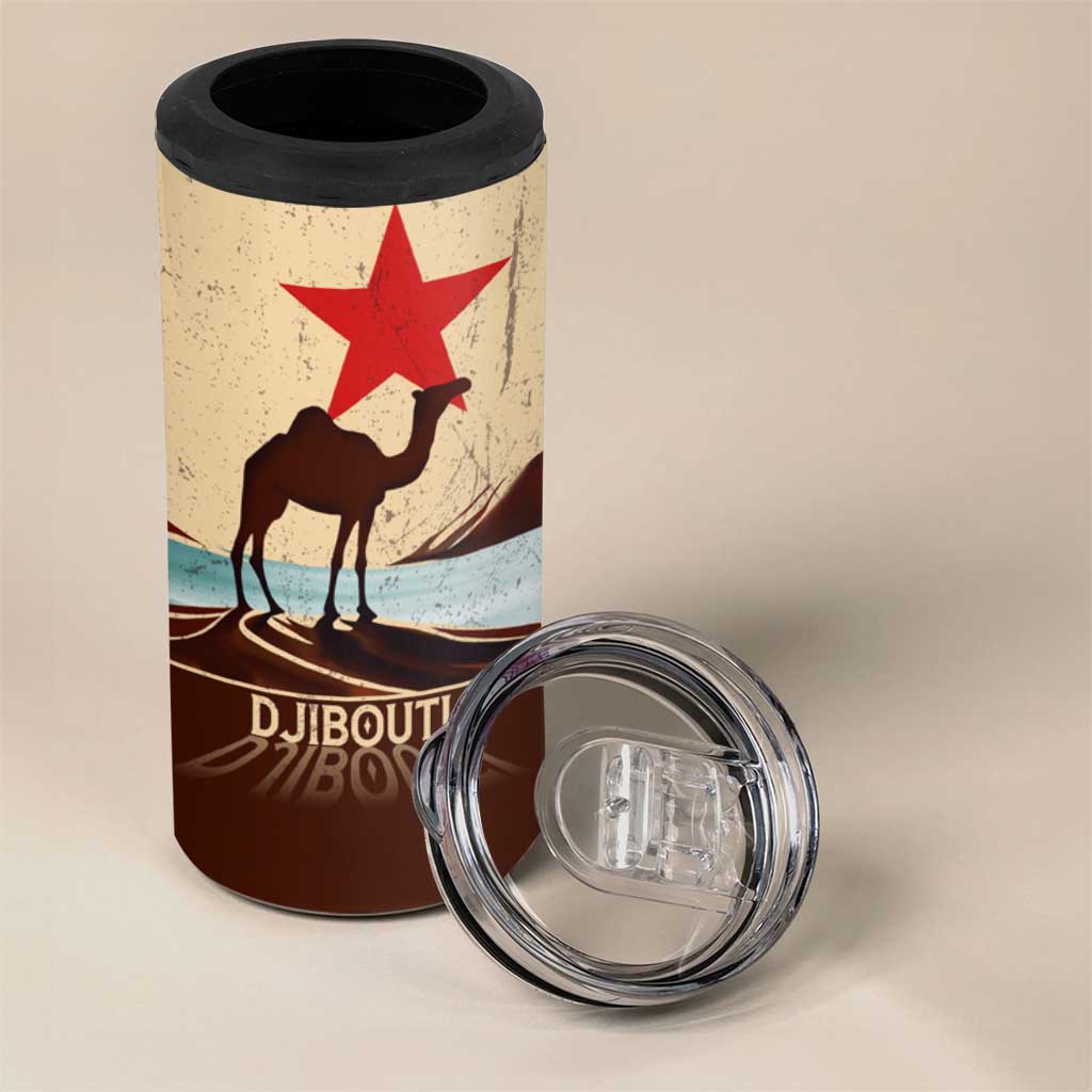 Djibouti Camel 4 in 1 Can Cooler Tumbler Where Desert Meets Sea and Heritage Stands Tall TS04