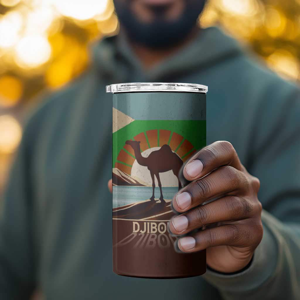 Djibouti Camel 4 in 1 Can Cooler Tumbler Where Desert Meets Sea and Heritage Stands Tall TS04