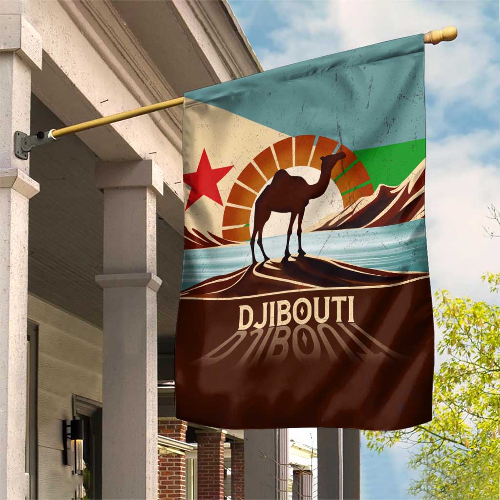 Djibouti Camel Garden Flag Where Desert Meets Sea and Heritage Stands Tall TS04