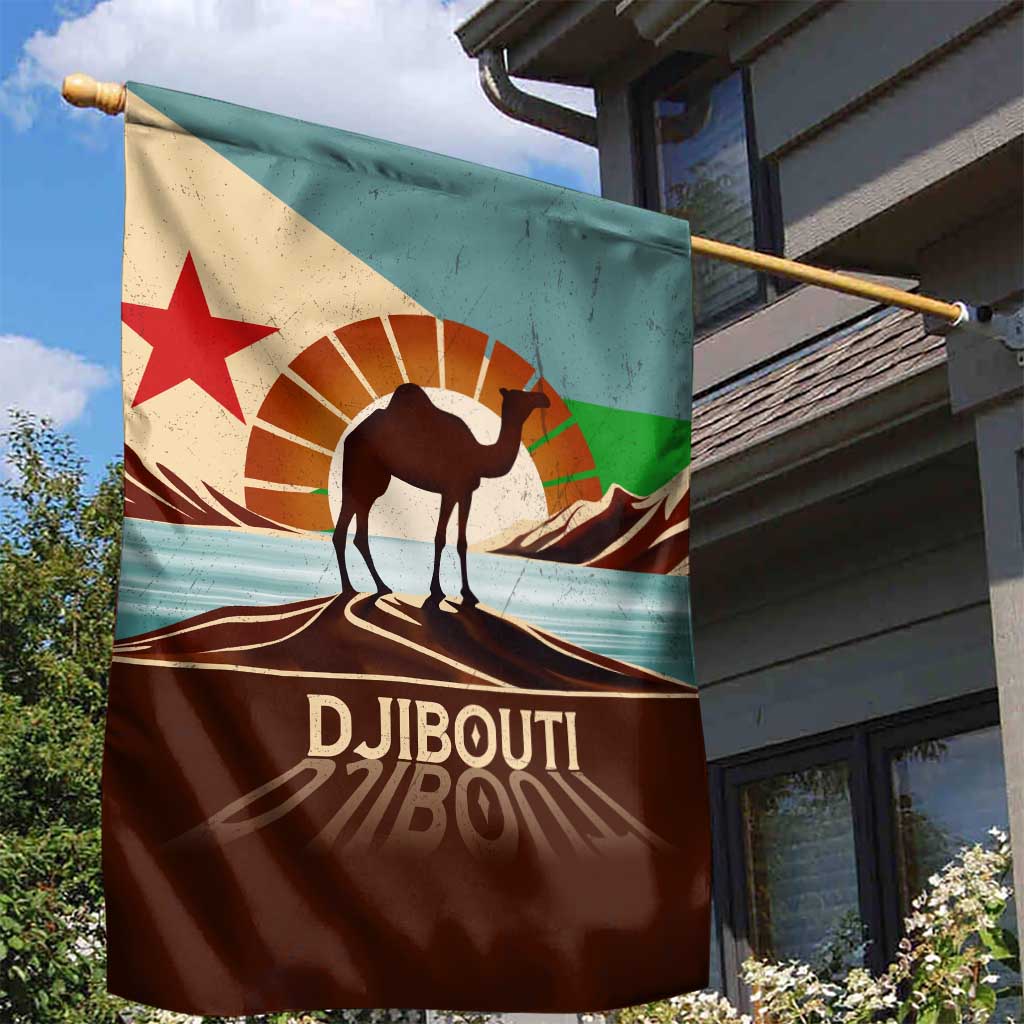 Djibouti Camel Garden Flag Where Desert Meets Sea and Heritage Stands Tall TS04