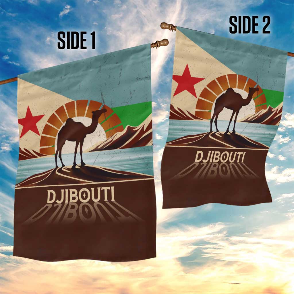 Djibouti Camel Garden Flag Where Desert Meets Sea and Heritage Stands Tall TS04