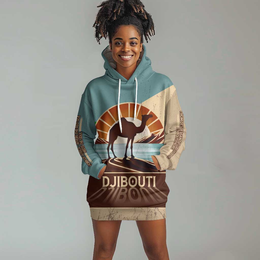Djibouti Camel Hoodie Dress Where Desert Meets Sea and Heritage Stands Tall TS04