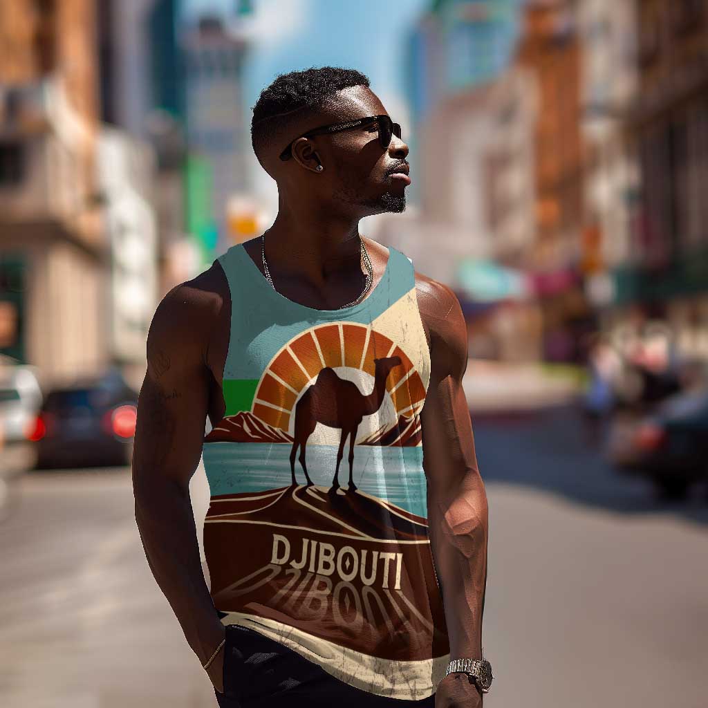 Djibouti Camel Men Tank Top Where Desert Meets Sea and Heritage Stands Tall TS04