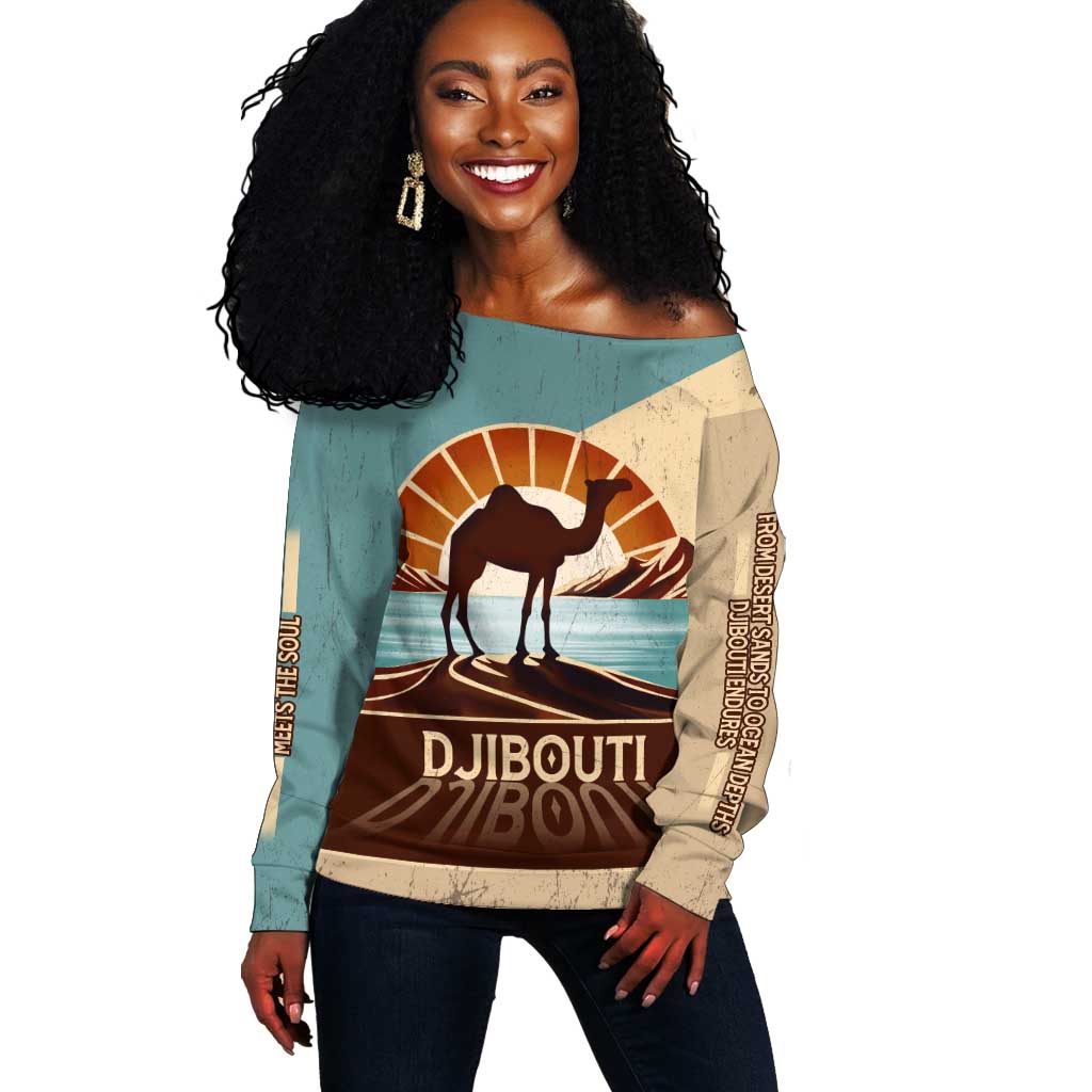Djibouti Camel Off Shoulder Sweater Where Desert Meets Sea and Heritage Stands Tall TS04