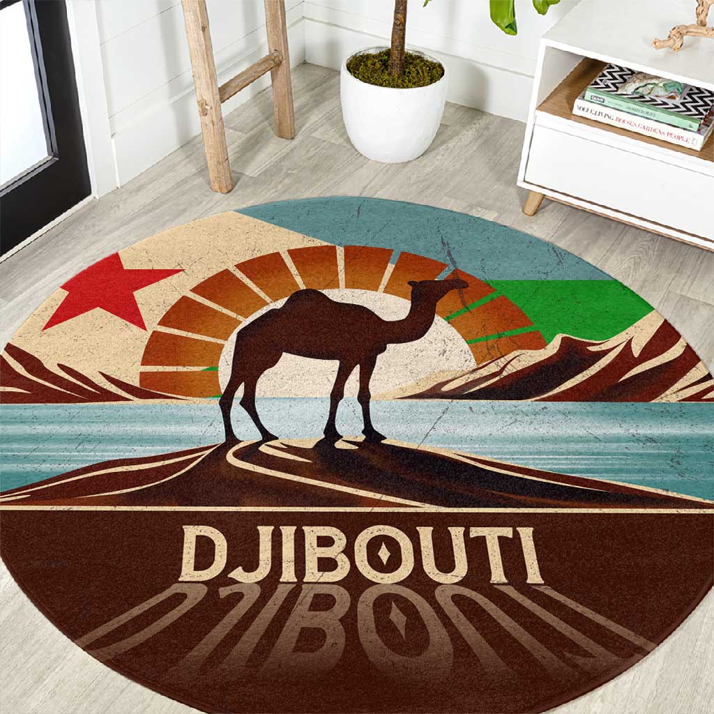 Djibouti Camel Round Carpet Where Desert Meets Sea and Heritage Stands Tall TS04